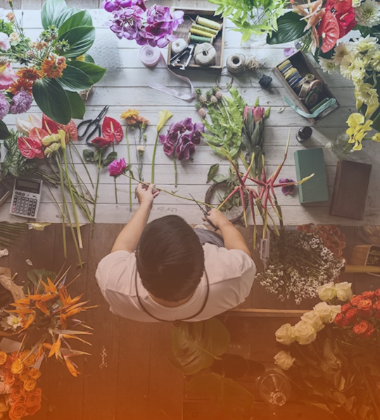 A man holding flowers